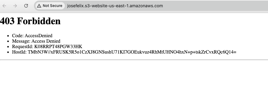 Static Website On Aws S3 403 Forbidden Error | Jose Felix Cruz Static Website On Aws S3 403 Forbidden Error