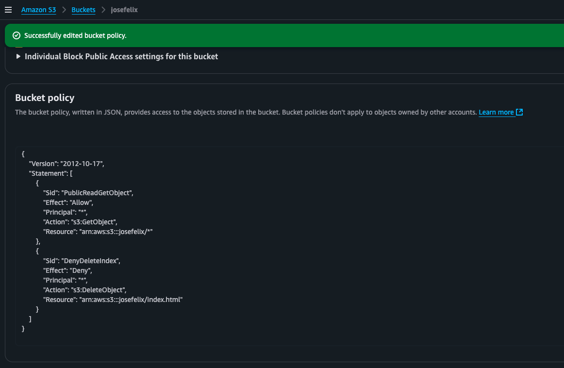 Static Website On Aws S3 Bucket Policy Editor | Jose Felix Cruz Static Website On Aws S3 Bucket Policy Editor