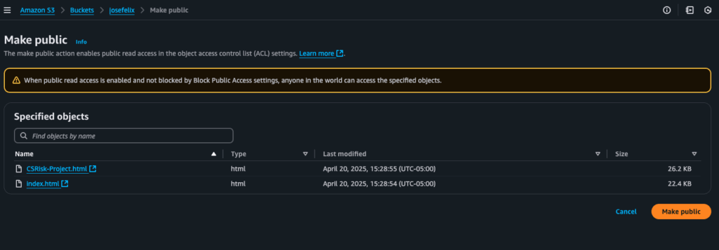 Static Website On Aws S3 Enable Public Access On Files | Jose Felix Cruz Static Website On Aws S3 Enable Public Access On Files