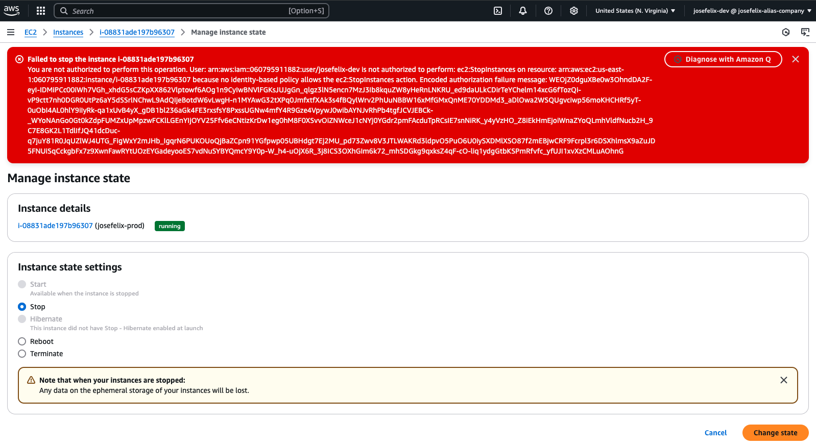 IAM policy enforcement blocking unauthorized EC2 access AWS IAM Access Denied Error When Stopping Production EC2 Instance - Jose Felix Cruz